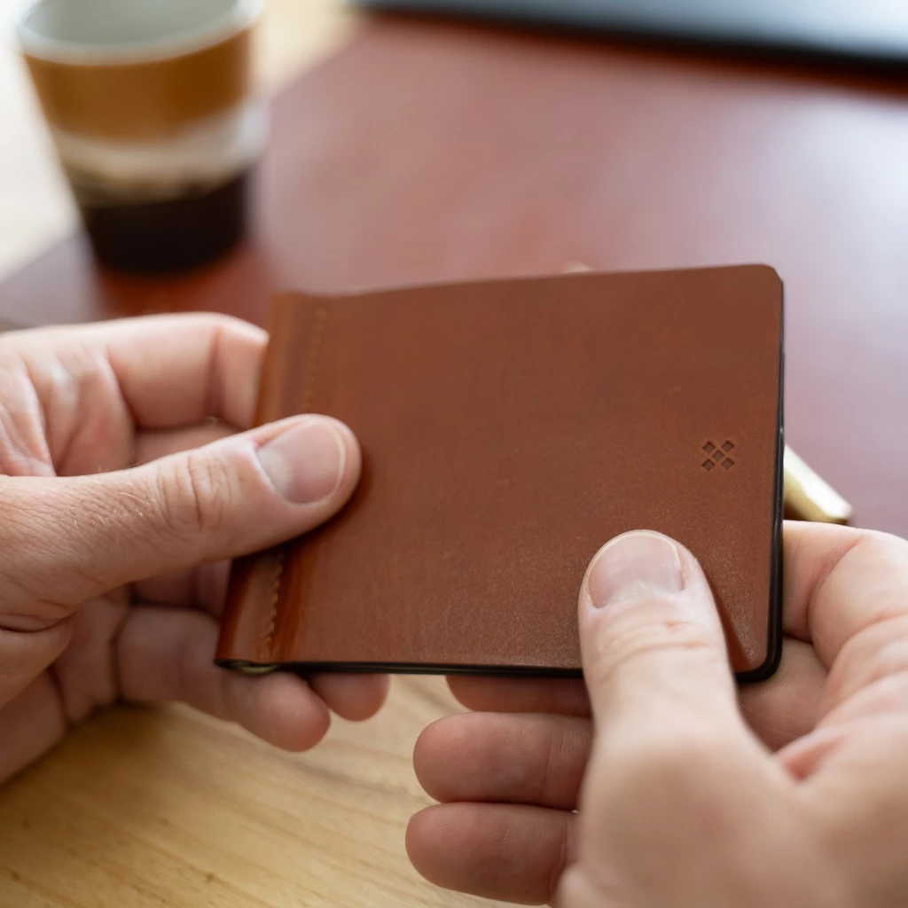 Leder Portemonnaie, Leather Wallet CLYP Mokka