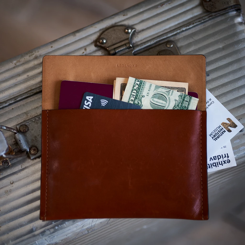 Leder Clutch, Mini Briefcase TRYP Chestnut